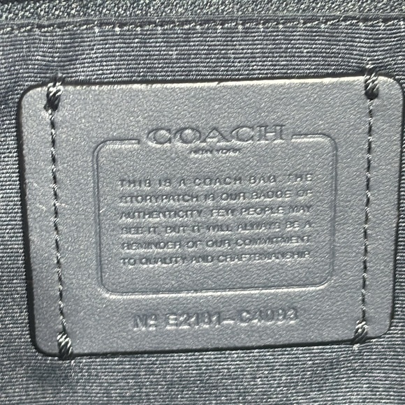 Coach navy blue ruching zip top Court Tote with front blue leather pocket - Picture 8 of 11